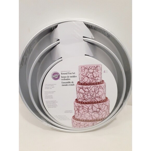 NEW Wilton Round Cake Pans, 4 PC Set for 6", 8", 10" & 12" Cakes Performance Pan - Picture 1 of 9